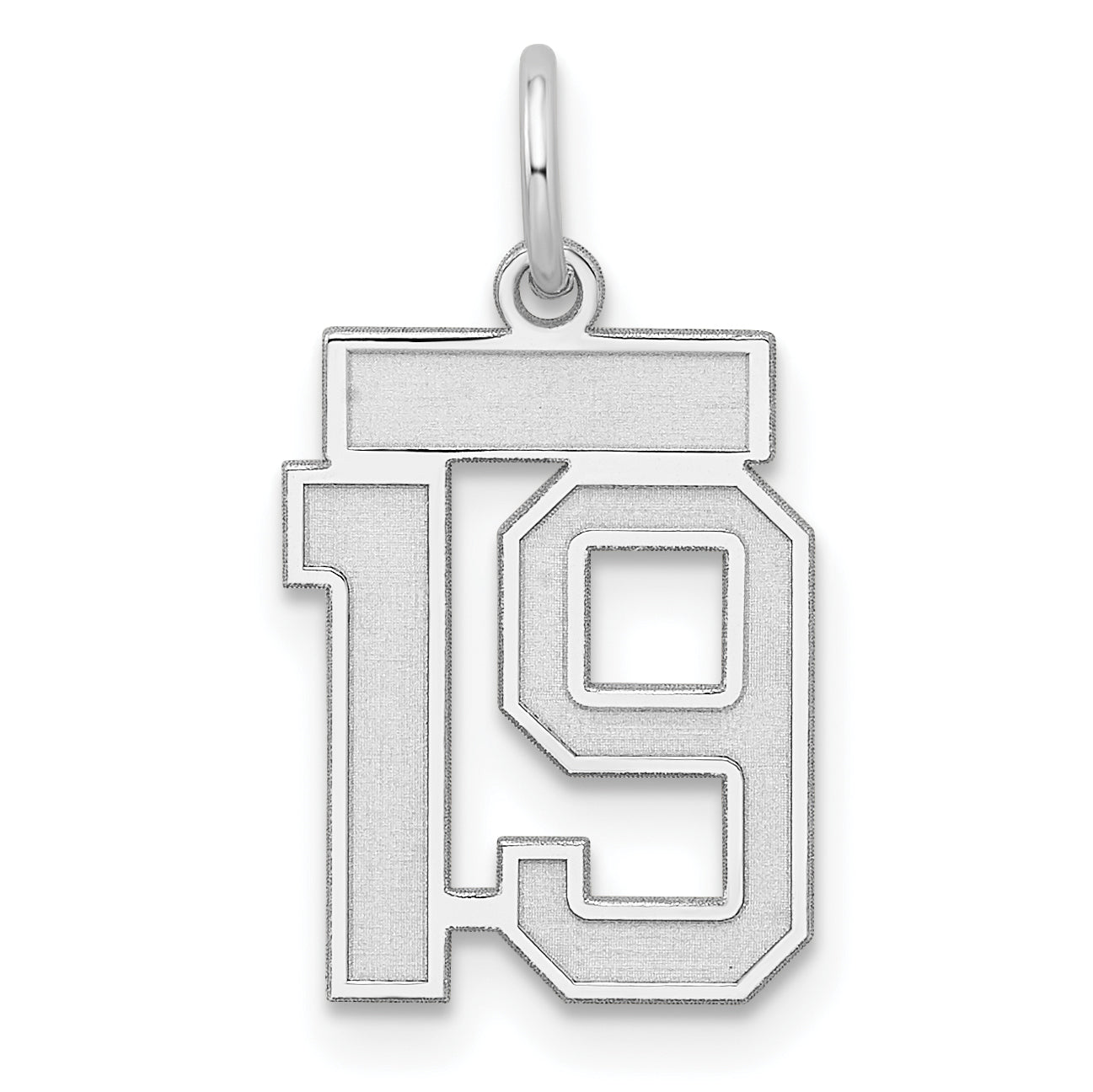 Sterling Silver/Rhodium-plated Satin Number 19 Charm Main image