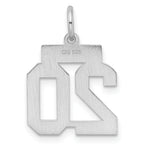 Sterling Silver Rhodium-plated Small Satin Number 20 Charm