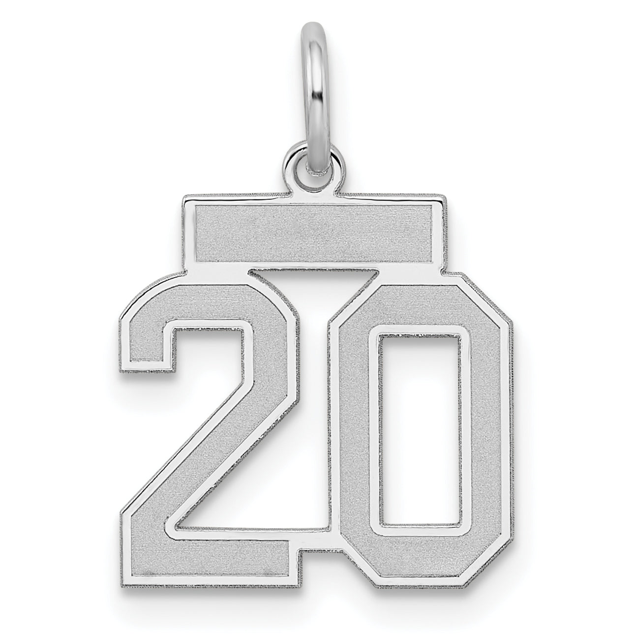 Sterling Silver/Rhodium-plated Satin Number 20 Charm Main image