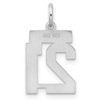 Sterling Silver Rhodium-plated Small Satin Number 21 Charm