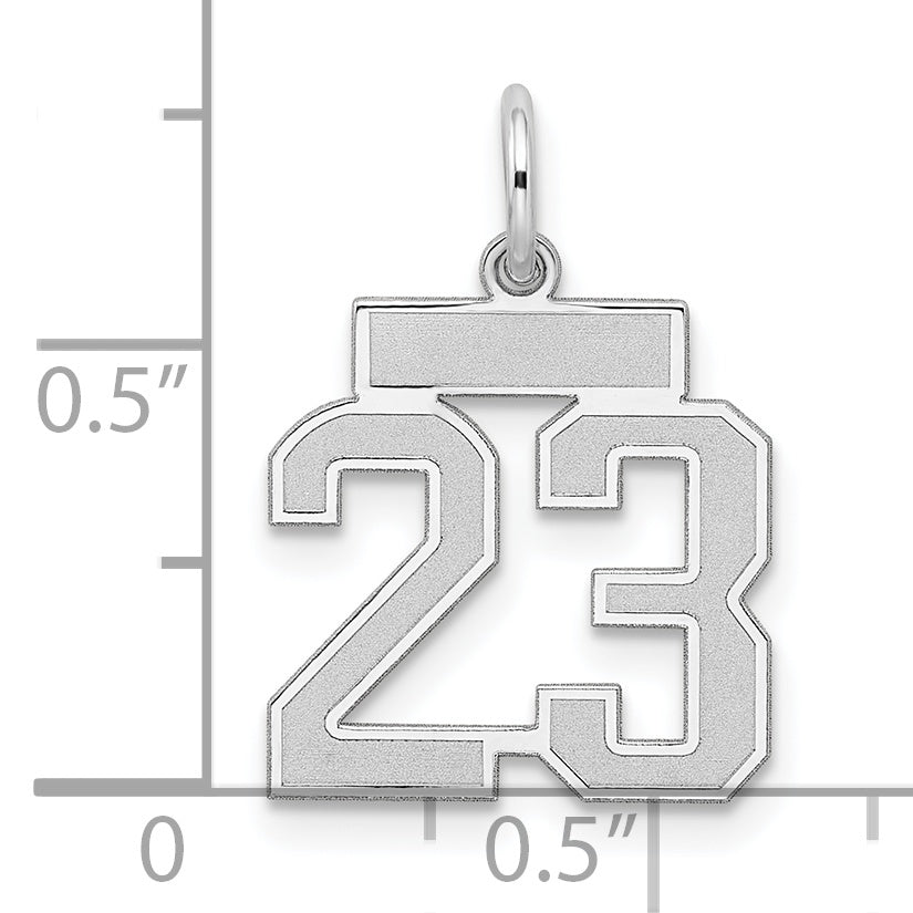 Sterling Silver/Rhodium-plated Satin Number 23 Charm