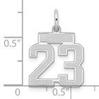 Sterling Silver/Rhodium-plated Satin Number 23 Charm