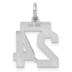 Sterling Silver Rhodium-plated Small Satin Number 24 Charm