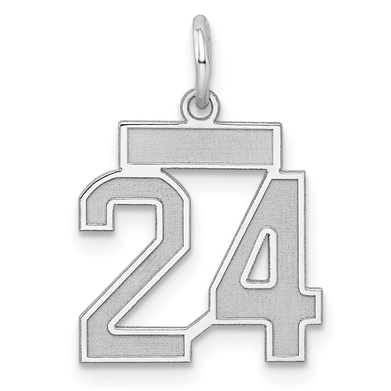 Sterling Silver/Rhodium-plated Satin Number 24 Charm Main image