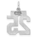 Sterling Silver Rhodium-plated Small Satin Number 25 Charm