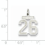 Sterling Silver Rhodium-plated Small Satin Number 26 Charm