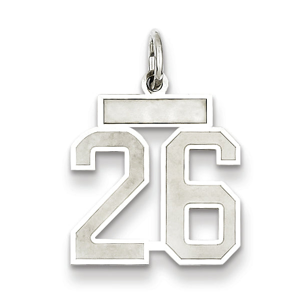 Sterling Silver/Rhodium-plated Satin Number 26 Charm Main image