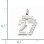 Sterling Silver Rhodium-plated Small Satin Number 27 Charm
