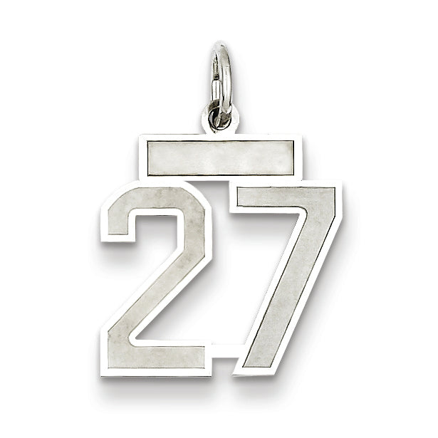 Sterling Silver/Rhodium-plated Satin Number 27 Charm Main image