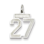 Sterling Silver/Rhodium-plated Satin Number 27 Charm