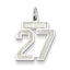 Sterling Silver/Rhodium-plated Satin Number 27 Charm