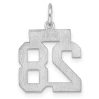 Sterling Silver Rhodium-plated Small Satin Number 28 Charm
