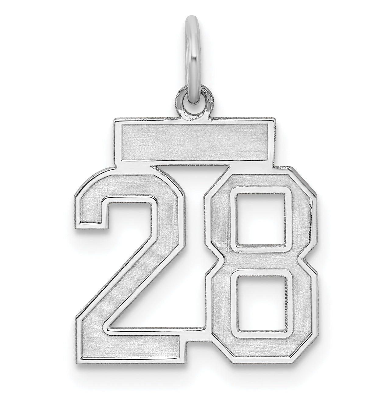 Sterling Silver/Rhodium-plated Satin Number 28 Charm Main image