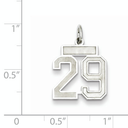 Sterling Silver Rhodium-plated Small Satin Number 29 Charm