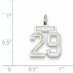 Sterling Silver Rhodium-plated Small Satin Number 29 Charm