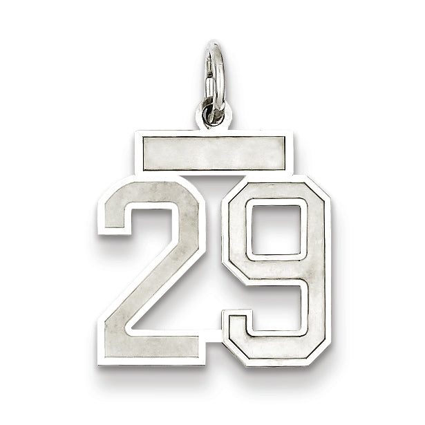 Sterling Silver/Rhodium-plated Satin Number 29 Charm