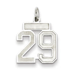 Sterling Silver/Rhodium-plated Satin Number 29 Charm