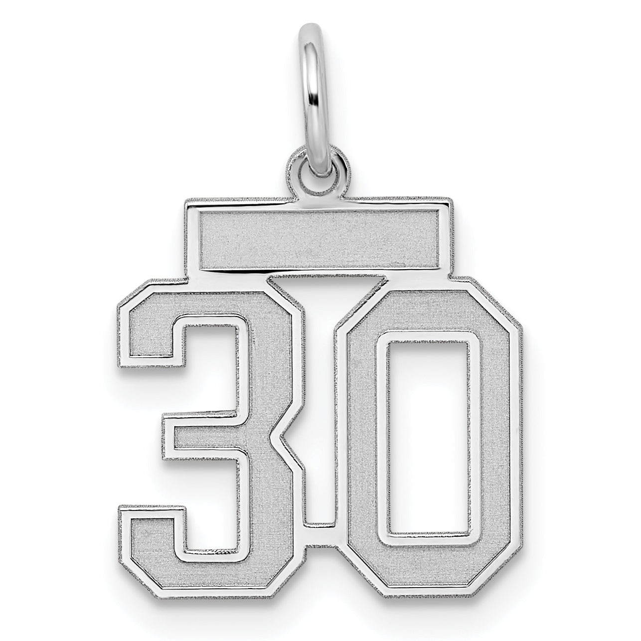 Sterling Silver/Rhodium-plated Satin Number 30 Charm Main image
