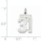 Sterling Silver Rhodium-plated Small Satin Number 31 Charm