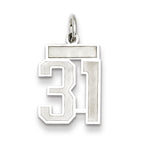 Sterling Silver/Rhodium-plated Satin Number 31 Charm