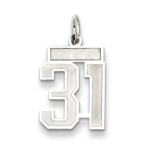 Sterling Silver/Rhodium-plated Satin Number 31 Charm