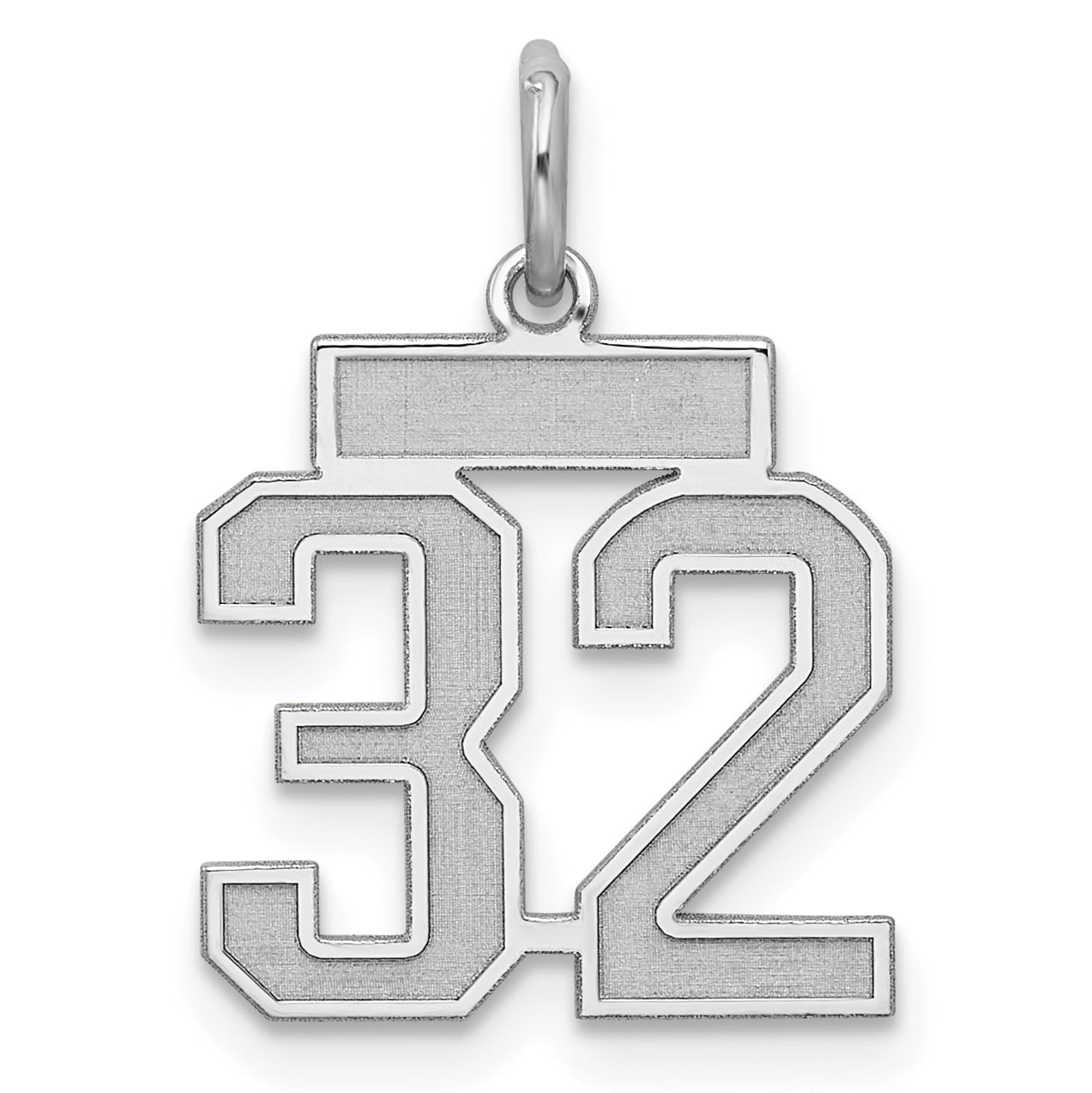 Sterling Silver/Rhodium-plated Satin Number 32 Charm Main image
