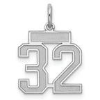 Sterling Silver/Rhodium-plated Satin Number 32 Charm