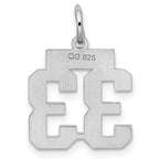 Sterling Silver Rhodium-plated Small Satin Number 33 Charm