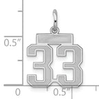 Sterling Silver Rhodium-plated Small Satin Number 33 Charm