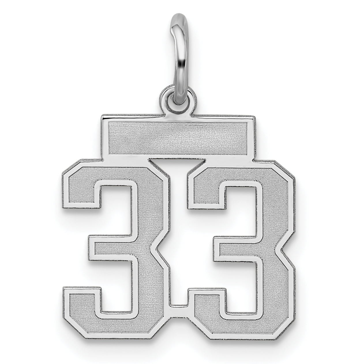 Sterling Silver/Rhodium-plated Satin Number 33 Charm Main image