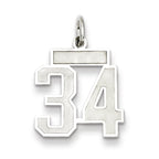 Sterling Silver/Rhodium-plated Satin Number 34 Charm