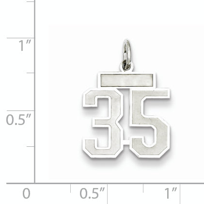 Sterling Silver Rhodium-plated Small Satin Number 35 Charm Secondary image