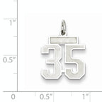 Sterling Silver Rhodium-plated Small Satin Number 35 Charm