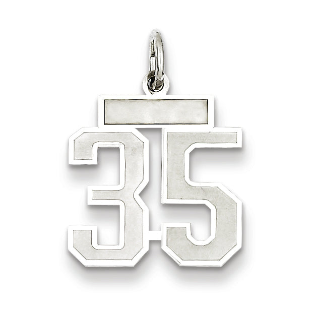 Sterling Silver/Rhodium-plated Satin Number 35 Charm