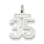 Sterling Silver/Rhodium-plated Satin Number 35 Charm