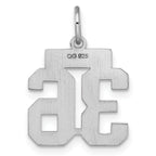 Sterling Silver Rhodium-plated Small Satin Number 36 Charm