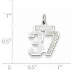 Sterling Silver Rhodium-plated Small Satin Number 37 Charm