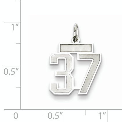 Sterling Silver Rhodium-plated Small Satin Number 37 Charm