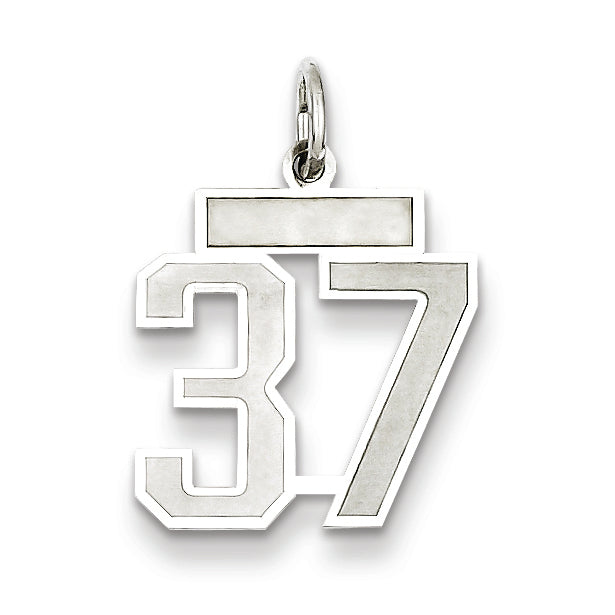 Sterling Silver/Rhodium-plated Satin Number 37 Charm Main image