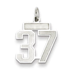 Sterling Silver/Rhodium-plated Satin Number 37 Charm