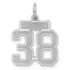 Sterling Silver/Rhodium-plated Satin Number 38 Charm