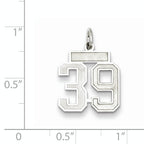 Sterling Silver Rhodium-plated Small Satin Number 39 Charm