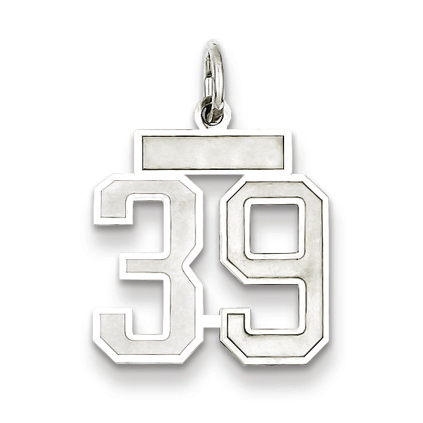 Sterling Silver/Rhodium-plated Satin Number 39 Charm Main image