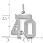 Sterling Silver Rhodium-plated Small Satin Number 40 Charm