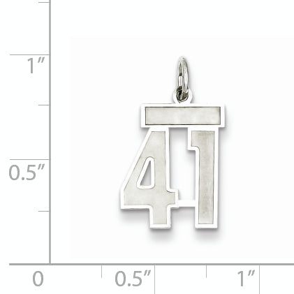 Sterling Silver Rhodium-plated Small Satin Number 41 Charm