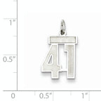 Sterling Silver Rhodium-plated Small Satin Number 41 Charm