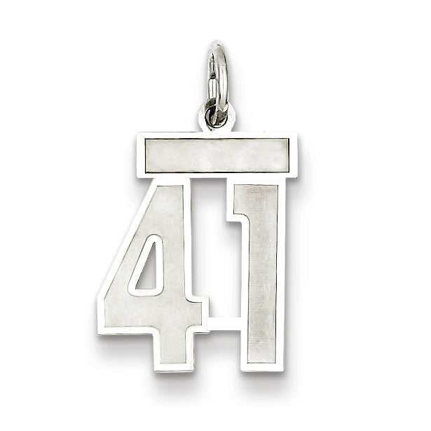Sterling Silver/Rhodium-plated Satin Number 41 Charm Main image