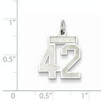 Sterling Silver Rhodium-plated Small Satin Number 42 Charm