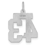 Sterling Silver Rhodium-plated Small Satin Number 43 Charm