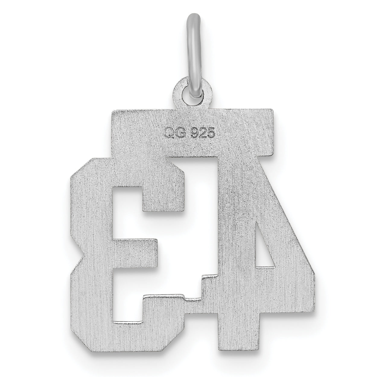 Sterling Silver Rhodium-plated Small Satin Number 43 Charm
